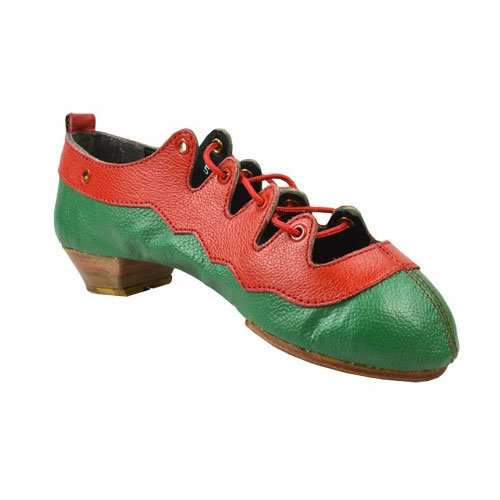 Highland Jig Shoe in Two Tone Red and Green - The Scottish Dance Shoe  Company